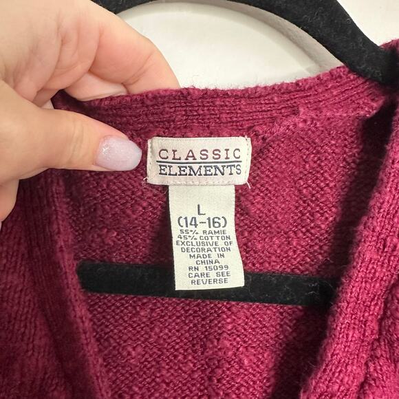 Classic Elements Cotton blend floral embroidered‎ button up sweater vest - Picture 2 of 6